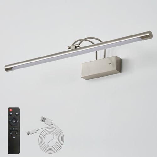 Actask Akku Bilderleuchte 60 cm LED mit Fernbedienung, dimmbar, Sand Nickel