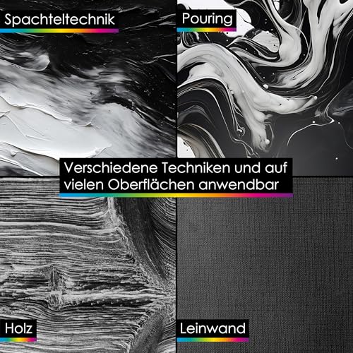 OfficeTree Acrylfarbe Schwarz 500ml - Acrylfarbe Wasserbasis Schwarz- Black Acrylic Paint für Acrylmalerei, Hobbykünstler - Schwarze Acrylfarbe Ideal zum Mischen
