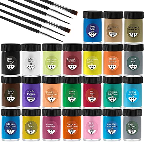Acrylfarben Set mit Acrylfarben auf Wasserfeste für Steine, Holz, Papier und Leinwand, Acryl Farben Set für Kinder, Erwachsene 24 x 25 ml Pigment +6 Pinsel Acrylfarben Set mit Acrylfarben auf Wasserfeste für Steine, Holz, Papier und Leinwand, Acryl Farben Set für Kinder, Erwachsene 24 x 25 ml Pigment +6 Pinsel