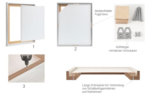 Stallmann Design Schattenfugenrahmen für Leinwände auf Keilrahmen | Farbe: Gold | Größe: 60 x 90 cm | Rahmen ohne Glas & Rückwand | mit Montagezubehör