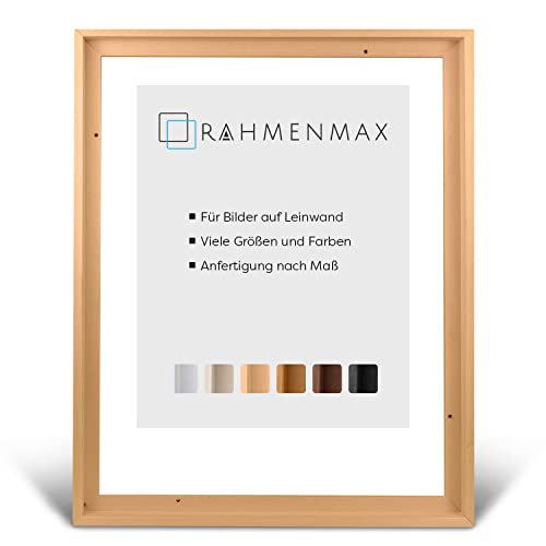 RahmenMax® Luzern Schattenfugenrahmen 80x100 cm aus lackiertem Massiv Holz/Rahmen für Leinwand/Bilderrahmen für Keilrahmen/Leinwandrahmen in Natur - Maßanfertigung möglich