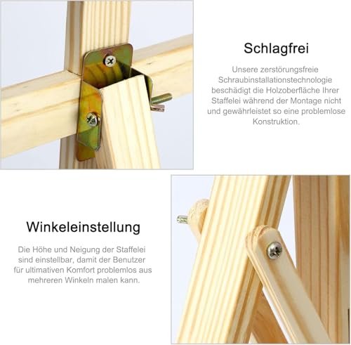 ARATERVIO Holz-Staffelei 150 cm, verstellbare Atelier- und Standstaffelei