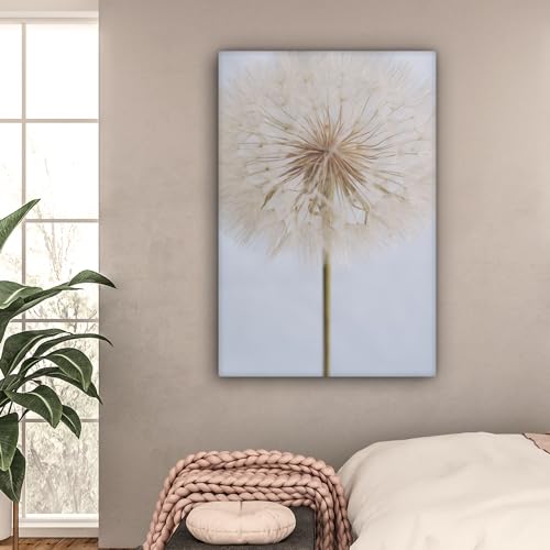 MuchoWow Leinwand Bilder, Einzigartige Wanddeko mit Rahmen, Blumen - Löwenzahn - Entwurf, Wandbilder Wohnzimmer, Deko Schlafzimmer 80x120 cm
