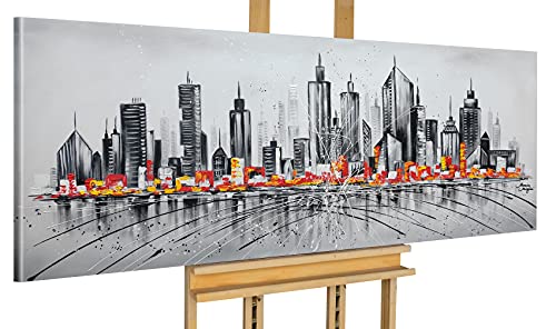 Monica Mirafiori I Gemälde City I 160x60cm | Gemälde Handgemalt | Acrylgemälde | Sehr Großes Acrylbild I Moderne Kunst I Kunstbilder