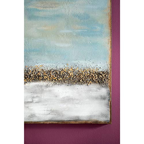 Kare Design Acrylbild Abstract Horizon, Grau/Gold, Leinwandbild, Wandbild mit Rahmen, Canvas, Massivholz Rahmen, Acrylfarbe, handgemalt, Abstrakt, Modern, Wohnzimmer, Schlafzimmer, Flur, 120x90cm