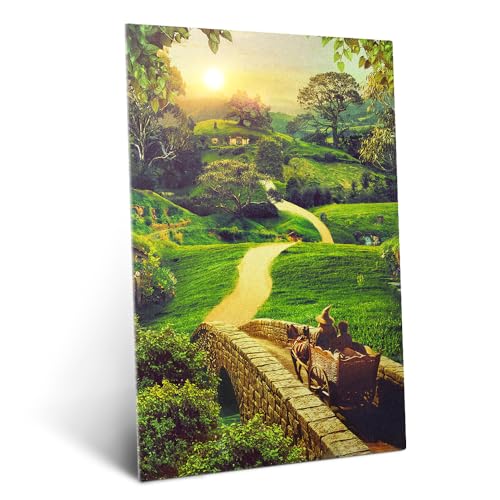 Metallposter Der Herr der Ringe Mittelerde Eine Reise durch Hobbiton Wandbild Deko für Wohnzimmer und Schlafzimmer Geschenkidee Poster 32 cm x 45 cm