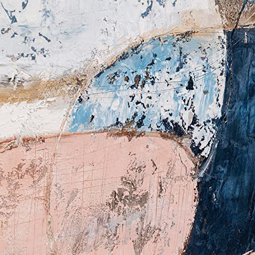 Kare Design Leinwandbild Art Ovals Blau/Rosa, Leinwand, Wanddekoration, Massivholz Rahmen, handgemalte Details, Acrylfarbe, Wandbild, Abstrakt, Modern, Wohnzimmer, Schlafzimmer, Flur, 120x90x3,7cm