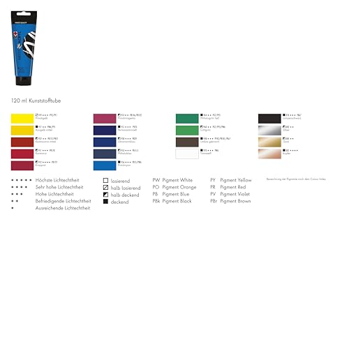 Marabu 12200044958 - Artist Acryl, Ultramarinblau 120 ml, feine Acrylfarbe in Künstlerqualität, auf Wasserbasis, pastose Konsistenz, hoch pigmentiert, sehr gute Brillanz und Deckkraft
