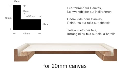 Stallmann Design Schattenfugenrahmen für Leinwände auf Keilrahmen | Farbe: Gold | Größe: 60 x 90 cm | Rahmen ohne Glas & Rückwand | mit Montagezubehör