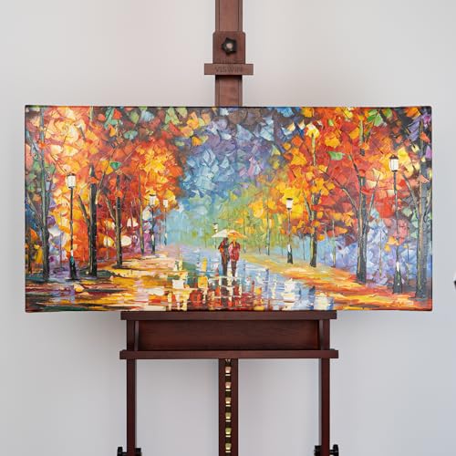100x50cm handgemaltes Gemälde Acrylbild "Der Weg des Lichts"– Panorama Design-Wandbild ohne Rahmen für Wohnzimmer, Schlafzimmer, Büro - Bunt