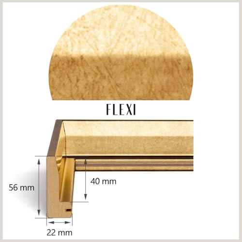 Bildershop-24 Schattenfugenrahmen FLEXI in Blattgold 50x50cm für Leinwandbilder und Keilrahmenbilder bis 4 cm Tiefe