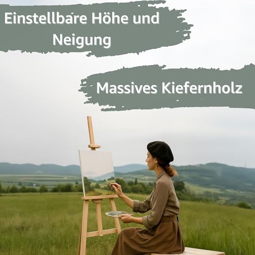 Amazinggirl Staffelei aus Kiefernholz, 150 cm, klappbar und höhenverstellbar