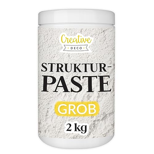 Creative Deco Strukturpaste Grobkörnig 2 kg | Weiße Spachtelmasse für Acrylmalerei | Modellierpaste für Kunstprojekte, Acrylfarbe, DIY, 3D-Effekte, Texturen | Einfach mit Palettenmesser aufzutragen