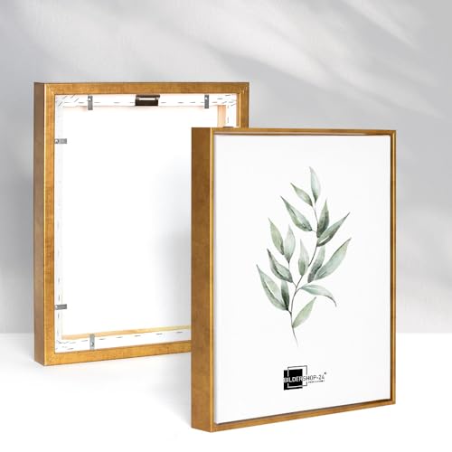 Bildershop-24 Schattenfugenrahmen FLEXI in Blattgold 50x50cm für Leinwandbilder und Keilrahmenbilder bis 4 cm Tiefe
