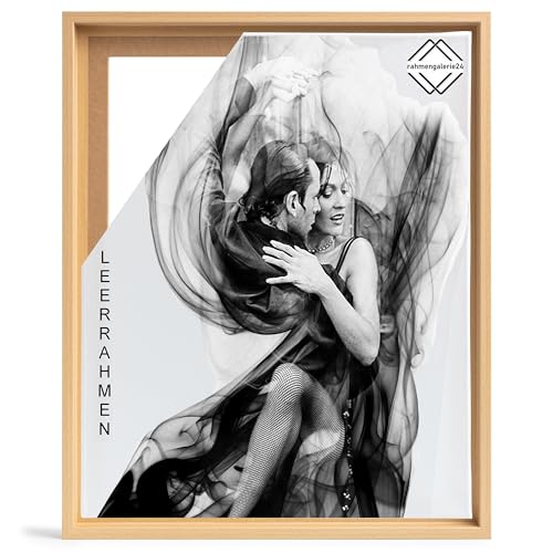 Bilderrahmen Leerrahmen für Leinwand Bilder auf Keilrahmen | Format 100x100 cm in Buche Holz Optik