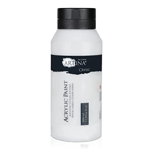 Artina Acrylfarbe Titanweiss im 1-Liter-Tube, wasserbasiert, schnelltrocknend