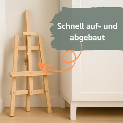 Amazinggirl Staffelei aus Kiefernholz, 150 cm, klappbar und höhenverstellbar
