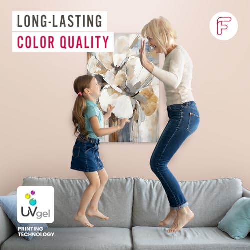 Feeby - Wandbilder Wohnzimmer Abstrakt Geometrie 80x120 cm Leinwand Bilder, Bilder für Schlafzimmer, Echter Gemalter Effekt, Moderne Wanddeko, Gemälde - Boho Wie Gemalt Beige