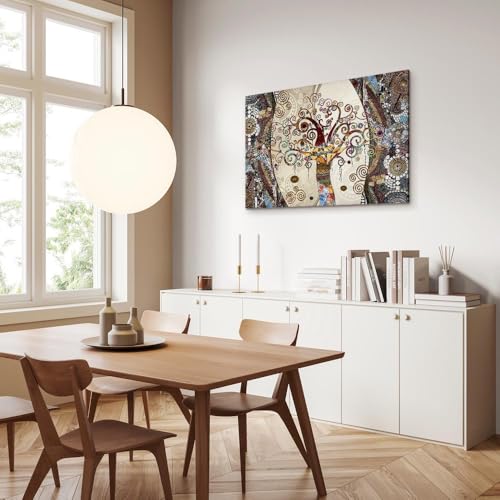 murando - Wanddeko 120x80 cm – Leinwandbild für Wohnzimmer und Schlafzimmer - Künstlerisch bunt Pflanzen Bäume Gustav Klimt abstrakt modern l-A-0004-b-b