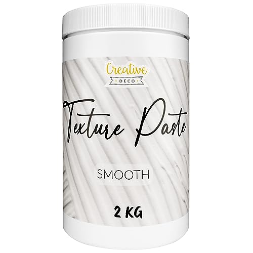Creative Deco Strukturpaste Glatt 2 kg | Weiße Spachtelmasse für Acrylmalerei | Modellierpaste für Kunstprojekte, Acrylfarbe, DIY, 3D-Effekte, Texturen | Einfach mit Palettenmesser aufzutragen