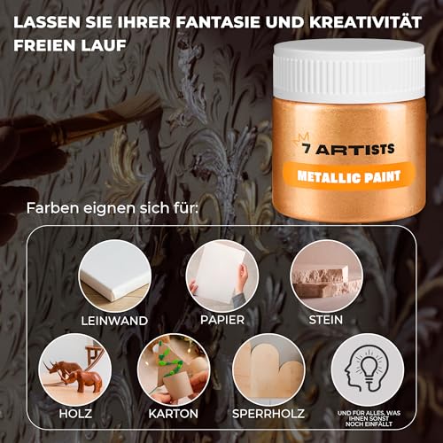 7 Artists Acrylfarben Bronze 50 ml | Acrylfarben Metallic | Metallic Acrylfarben | Farbe Bronze Metallic | Acrylfarben Bronze | Bronze Farbe Metall | Bronze Metallic | Acryl Bronze Metallic