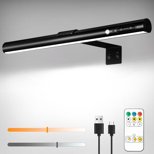 ENCOFT Bilderleuchte Kabellos 5000mAh Darts Licht 40cm Bildbeleuchtung Akku mit Bewegungsmelder Wandlampe Dimmbar mit 3 Farbtemperaturen Dartbeleuchtung mit Fernbedienung Licht für Dartscheibe Schwarz