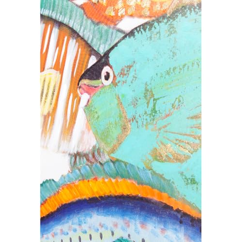 Kare Design Bild Touched Fish Meeting Two Bunt, Leinwandbild, Wanddekoration, Canvas, Massivholz Rahmen, handgemalte Details, Wohnzimmer, Schlafzimmer, Flur, 100x75x3,5cm