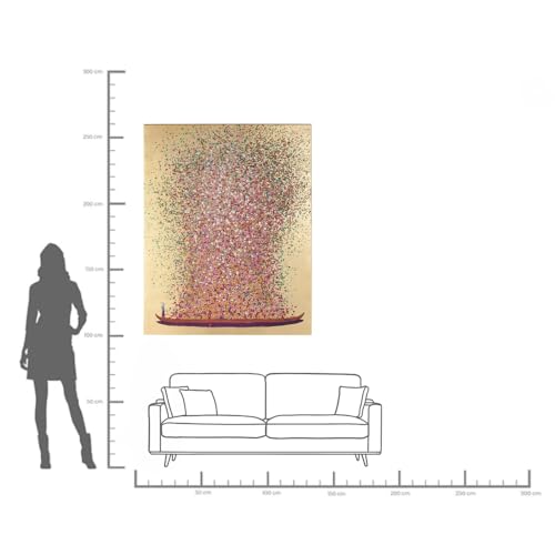 Kare Design Bild Touched Flower Boat Gold/Pink, Gemälde, Pastellfarben, Asia-Stil, buntes Wandbild, Canvas-Leinwand, Massivholz Rahmen, handgemalte Details mit Acrylfarbe, Abstrakt, 160x120x3,5cm