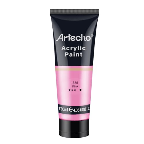 Artecho Acrylfarbe Rosa 120 ml, Wasserfest und Lichtecht, Schnell Trocknend, Acrylfarbe für Leinwand, Holz, Stoff, Handwerk, Leder und Stein.