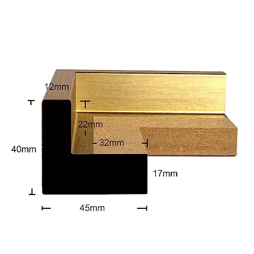 Monframe Schattenfugenrahmen - 80x100 cm - Gold - für Leinwandbilder auf Keilrahmen - Leerrahmen ohne Glas und Rückwand