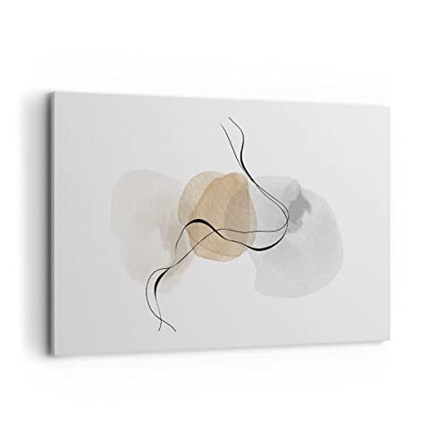 Wandbilder Dekoration Wohnzimmer Abstrakt minimalistisch Aquarell Bilder auf Leinwand 120x80cm Leinwandbild Schlafzimmer Deko Wand Kunstdruck Art Groß XXL Wanddeko Bild Wall Decor Canvas AA120x80-4827