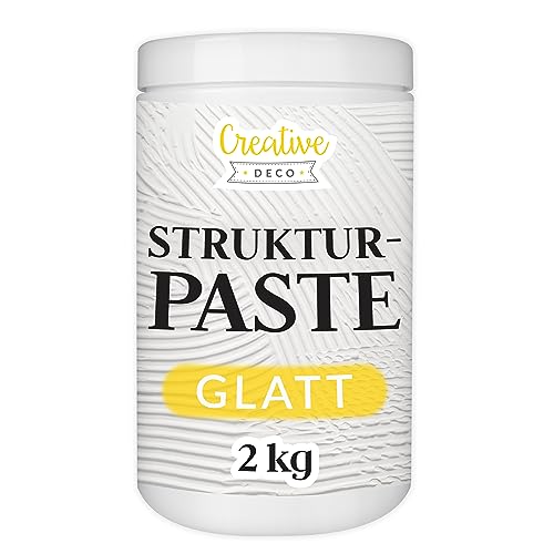 Creative Deco Strukturpaste Glatt 2 kg | Weiße Spachtelmasse für Acrylmalerei | Modellierpaste für Kunstprojekte, Acrylfarbe, DIY, 3D-Effekte, Texturen | Einfach mit Palettenmesser aufzutragen