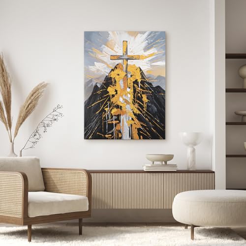 Handgemaltes abstraktes Acrylgemälde auf Leinwand Berg der Vergebung 90x120 für Wohnräume und Büros