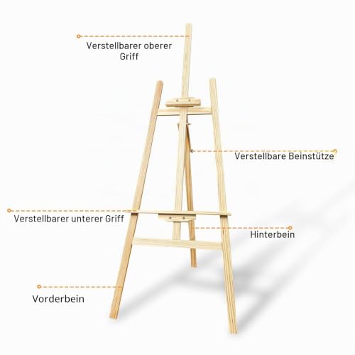 Comzantor Holz-Staffelei 150 cm, verstellbarer Leinwandständer aus Kiefernholz