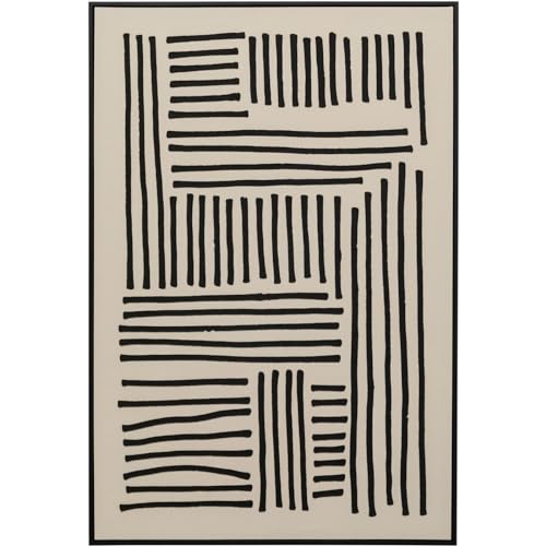 Kare Design Leinwandbild Artistic Line, Schwarz/Weiß, Wandbild, Bild mit Rahmen, mit Ölfarbe handgemalt, Abstrakt, Modern, Wohnzimmer, Schlafzimmer, Flur, 113x73 cm (L/B)