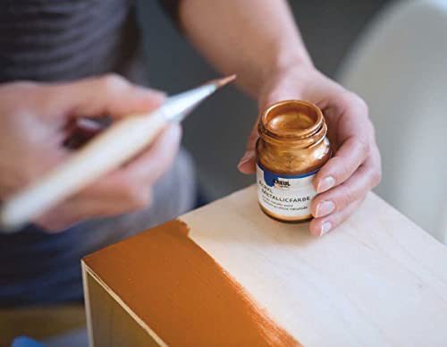 KREUL Acryl Metallicfarbe Gold 50 ml im Glas, wasserbasiert und wasserfest
