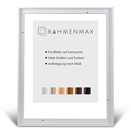 RahmenMax® Luzern Schattenfugenrahmen 40x40 cm aus lackiertem Massiv Holz/Rahmen für Leinwand/Bilderrahmen für Keilrahmen/Leinwandrahmen in Weiß - Maßanfertigung möglich