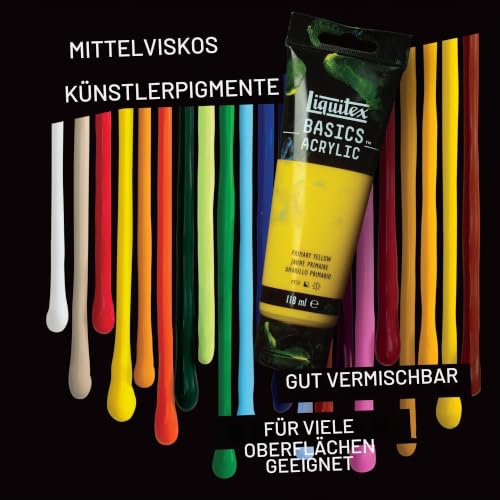Liquitex Basics Acrylfarbe Gold, 118 ml Tube, lichtbeständig, seidenglänzend