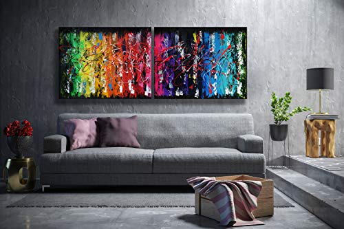 Monica Mirafiori I 100% HANDGEMALT I Gemälde Rainbow Abstract 180x70cm | Gemälde Handgemalt | Acrylgemälde | Sehr Großes Acrylbild I Moderne Kunst I Kunstbilder