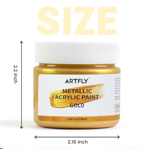 ARTFLY Acrylfarbe Metallic Gold 100 ml, lichtecht, ungiftig, für Leinwand, Holz, Stoff und Keramik