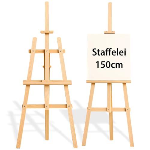 Amazinggirl Staffelei aus Kiefernholz, 150 cm, klappbar und höhenverstellbar