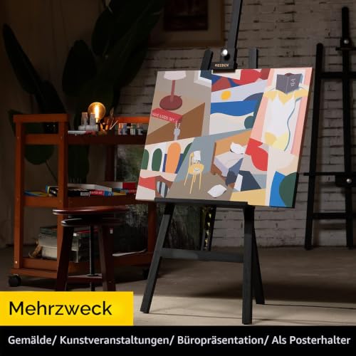 MEEDEN große Staffelei aus Holz, schwarz, verstellbar von 145 bis 193 cm