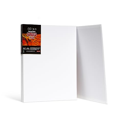 Elan Malkarton 30x40 8er Set, 100% Baumwolle Leinwand Dünn 3mm, Malpappe 30x40, Leinwand zum Bemalen 30x40, Malkarton für Acrylfarben, Leinwände für Acrylfarben, Leinwand 30x40, Painting Canvas 30x40