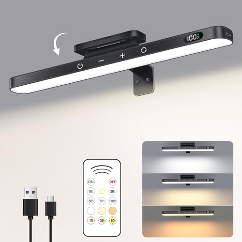 WILLED Bildbeleuchtung Kabellos, 5W Bilderleuchte Akku mit Fernbedienung, Bilderlampe mit 3 Farbtemperaturen, Bild Beleuchtung Wand Kabellos, Dimmbar Led Dart Beleuchtung mit Timer, Schwarz