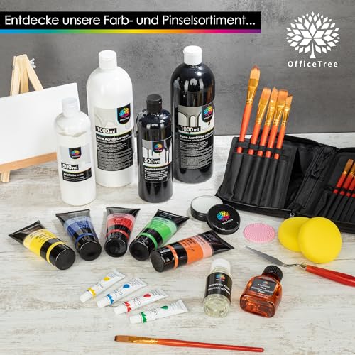 OfficeTree Acrylfarbe Weiß 500ml - Acrylfarbe Wasserbasis Weiß - White Acrylic Paint für Acrylmalerei, Hobbykünstler - Weiße Acrylfarbe Ideal zum Mischen