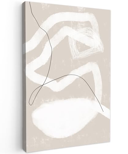 MuchoWow Leinwand Bilder, Einzigartige Wanddeko mit Rahmen, Linie - Abstrakt - Design, Wandbilder Wohnzimmer, Deko Schlafzimmer 80x120 cm
