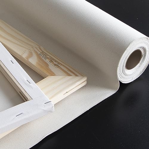 Leinwand auf Rolle 1m x 10m zum bemalen, 280/gm² stark, 2-fach weiß grundiert - reißfeste, malfertige Künstlerleinwand als XXL Canvas Meterware aus 100% Baumwolle mit feiner Maltuch Gewebestruktur