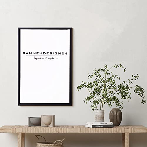 Rahmendesign24 Schattenfugenrahmen Oslo für Keilrahmenbilder und Leinwände 60x90 Schwarz (matt) Schattenfuge