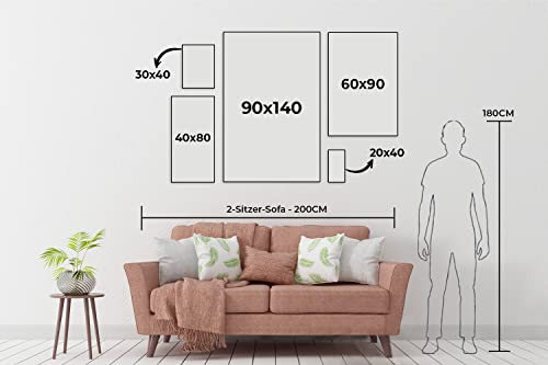 MuchoWow Leinwand Bilder, Einzigartige Wanddeko mit Rahmen, Linie - Abstrakt - Design, Wandbilder Wohnzimmer, Deko Schlafzimmer 80x120 cm