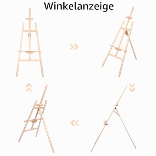 Viesap Staffelei aus Holz, 150 cm, klappbar und höhenverstellbar, für Bilder und Präsentation